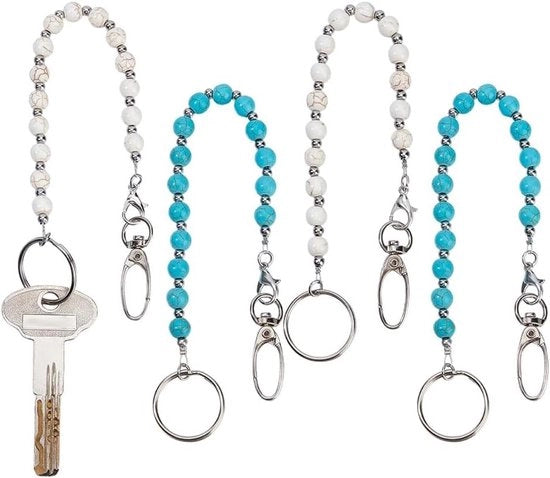 Organizzatore per chiavi per donne con perle in turqueso - 4 pezzi - 26,3 cm - Organizzatore per chiavi - Chiave a perle con diverse chiusure