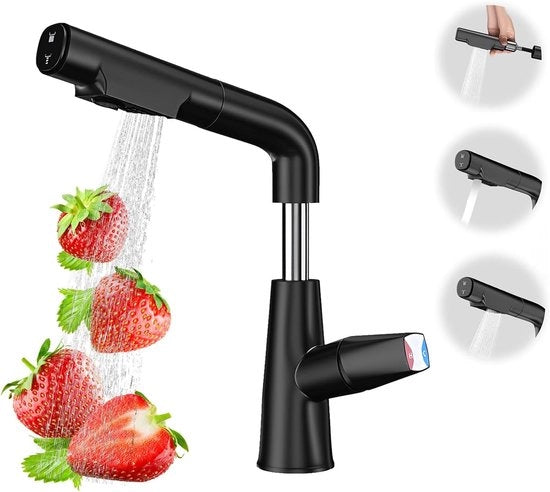 Acquasantiera cucina - 360° girevole - nero - alta pressione