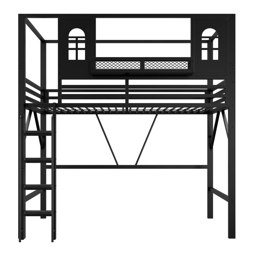letto a castello metallo nero 90 x 200 cm