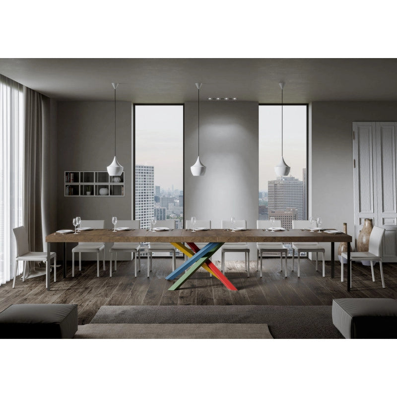 Tavolo allungabile 140/400x90 cm Volantis Premium telaio Multicolore 4/B - Noce