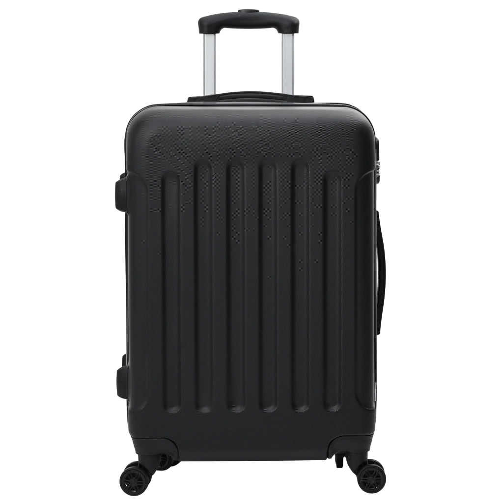 Set di valigie 3 pezzi in policarbonato rigido nero 20" 24" 28