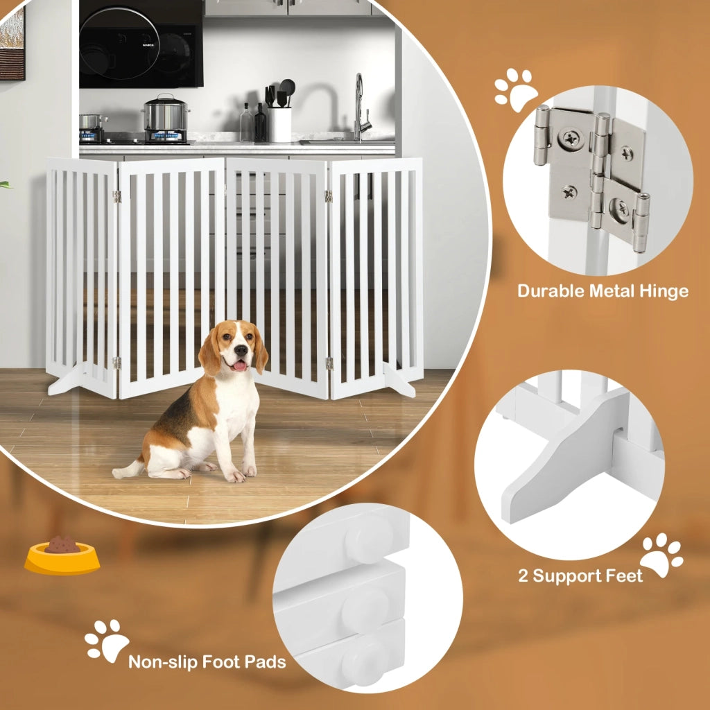 Barrier dogs 89cm high 4 panels safety gate wood folding white
