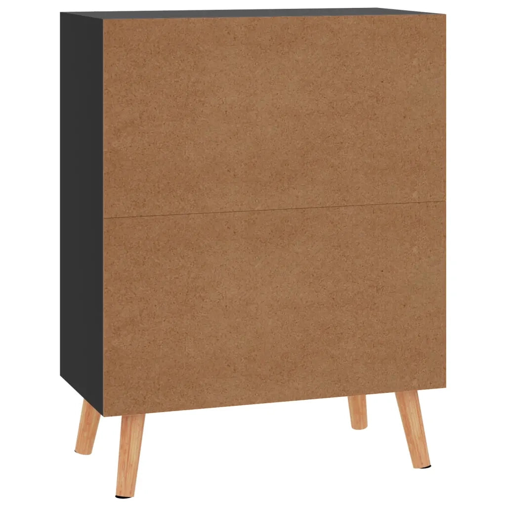 Credenza-Buffet-Armadio da cucina Nero Lucido 60x30x72 cm in Legno Multistrato