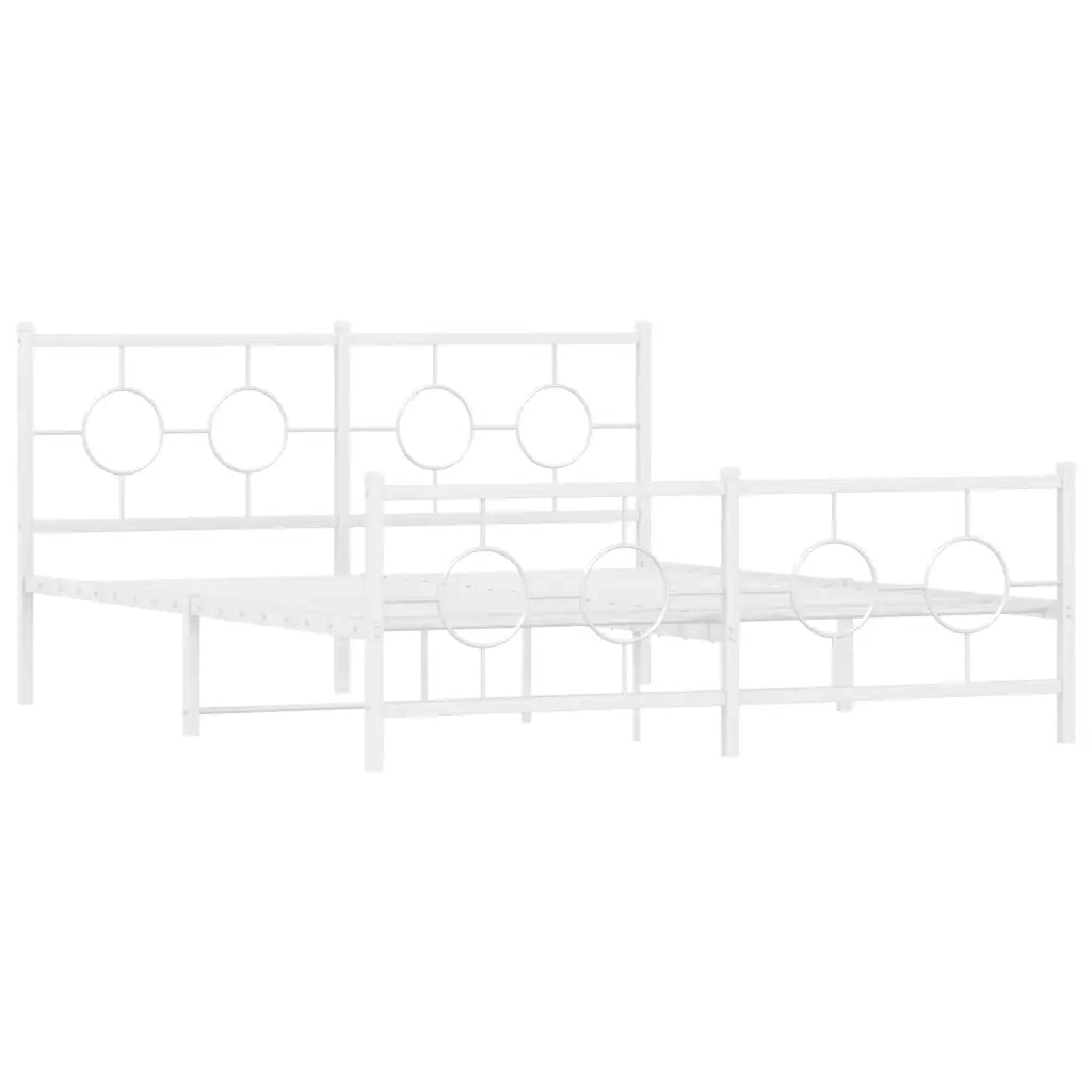 Giroletto con Testiera e Pediera Metallo Bianco 150x200 cm 376295