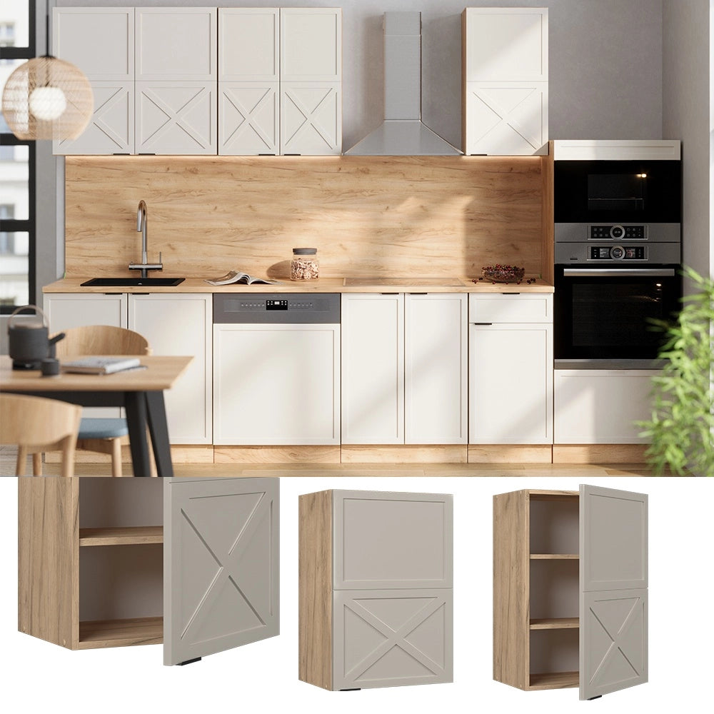 Pensile da cucina Fame-Line GrigioBeige/Rovere dorato 50 cm Vicco