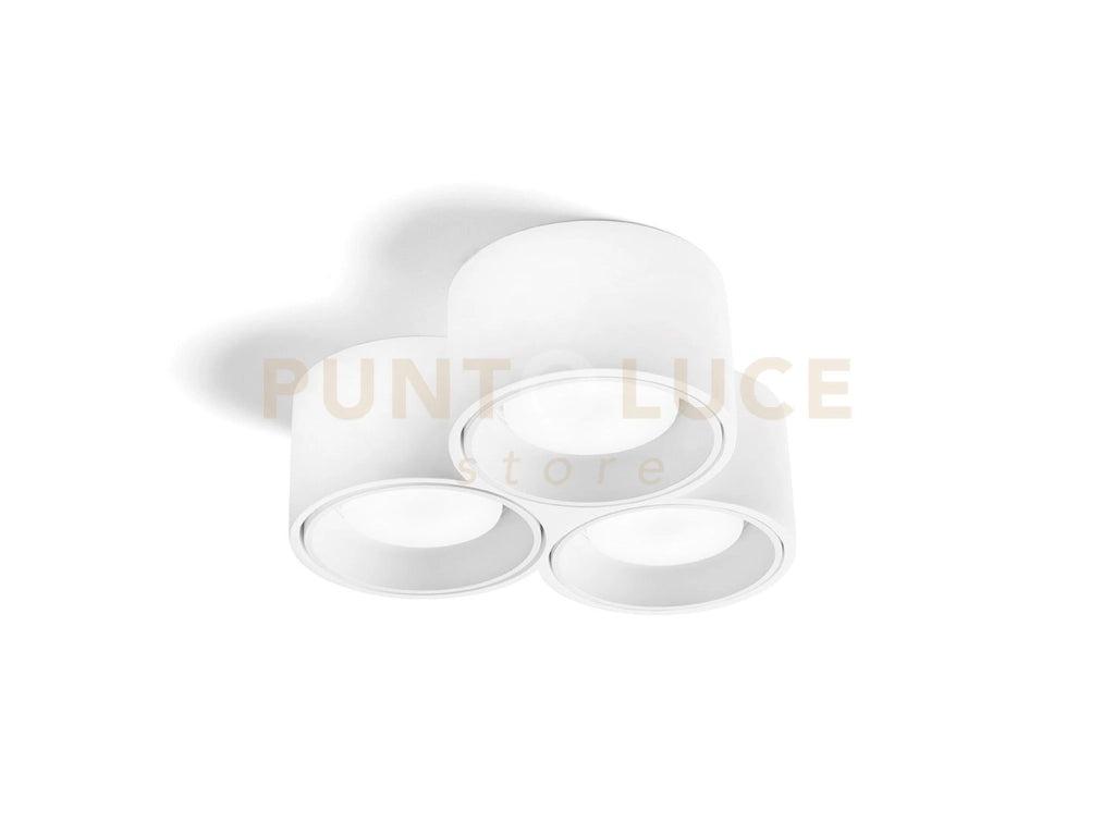 NASSO lampada da Soffitto 3 Luci attacco GX53 Tonda bianco in gesso e alluminio