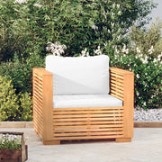 Divano da Giardino con Cuscini Crema in Legno Massello di Teak