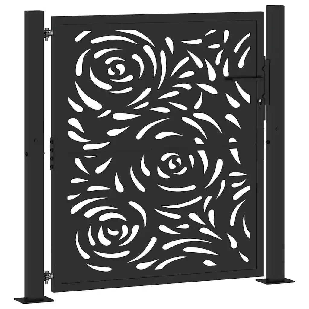 Cancello da giardino nero 100x100 cm in acciaio con design a fiamma 4100989