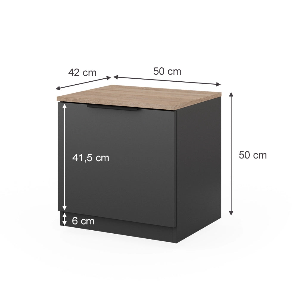 Vicco Comodino camera da letto Antracite 50 x 50 cm