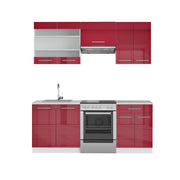 Cucina componibile Fame-Line Bordeaux lucido/Bianco 200 cm, PL Marmo Vicco