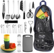 Set da cucina all'aperto per 4 persone - Cucina da campeggio in acciaio inossidabile con tasca di stoccaggio