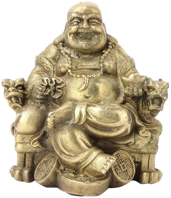 Statua di Buddha 7,5 cm - Immagine di Maitreya - Decorazione Feng Shui - Ornamento in Ottone - Fortuna e Ricchezza - Materiale Sostenibile - Statua Decorativa