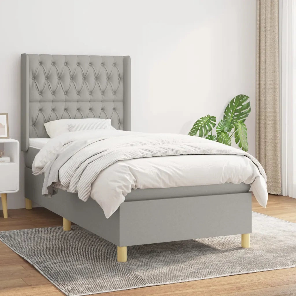 Giroletto a Molle con Materasso Grigio Chiaro100x200 cm Tessuto