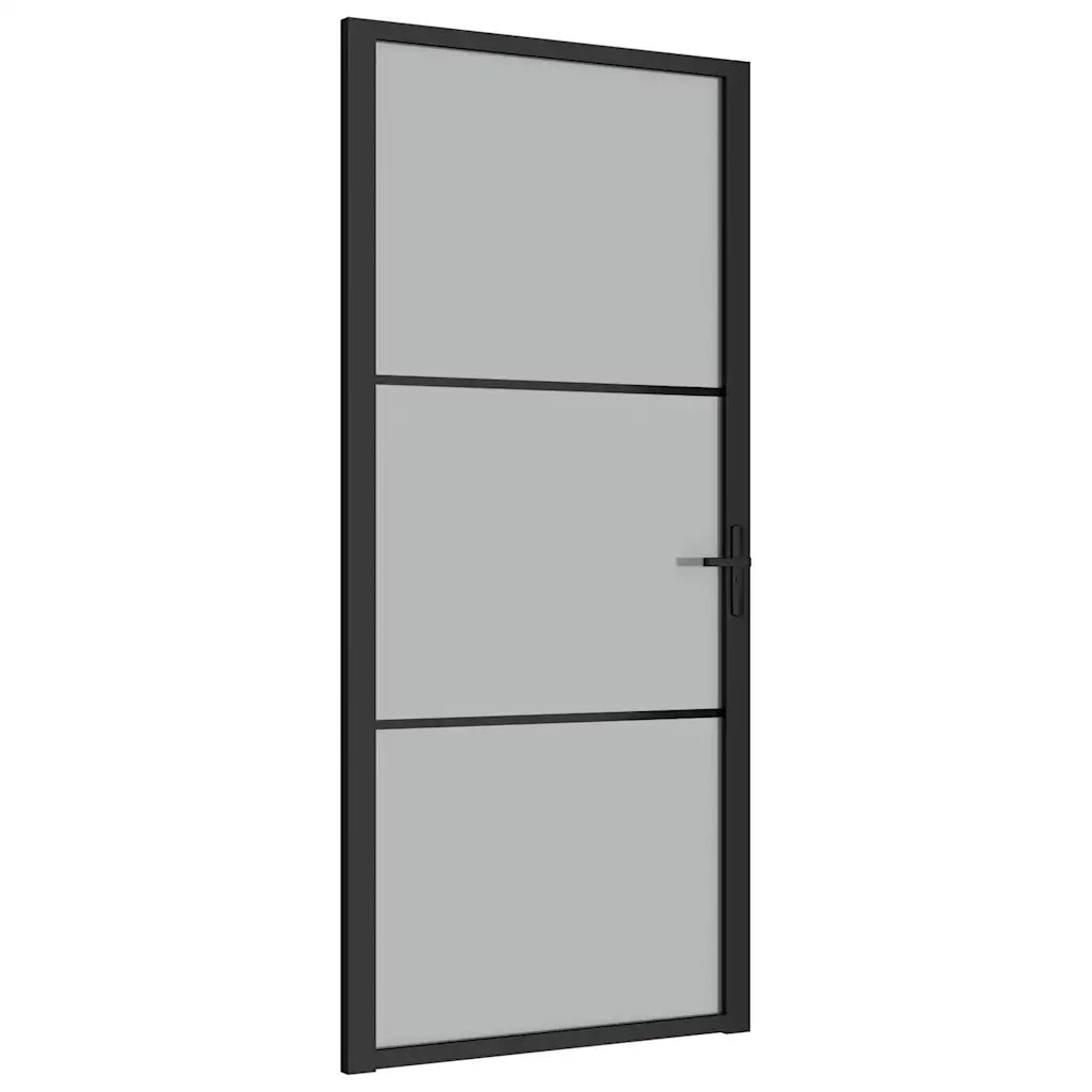 Porta Interna 93x201,5 cm Nero Opaco Vetro e Alluminio cod mxl 71259