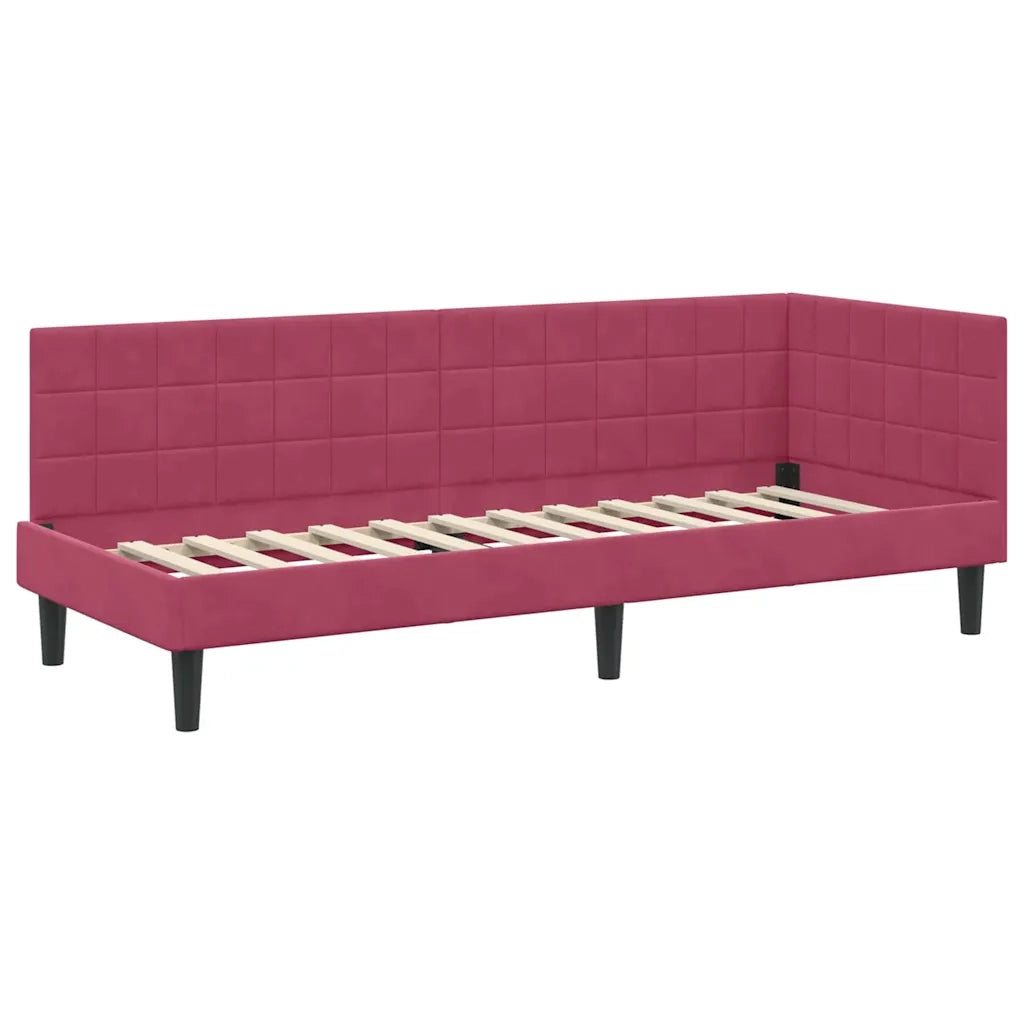 Cornice del letto ad angolo Rosso Vino 80 cm x 200 cm Velluto