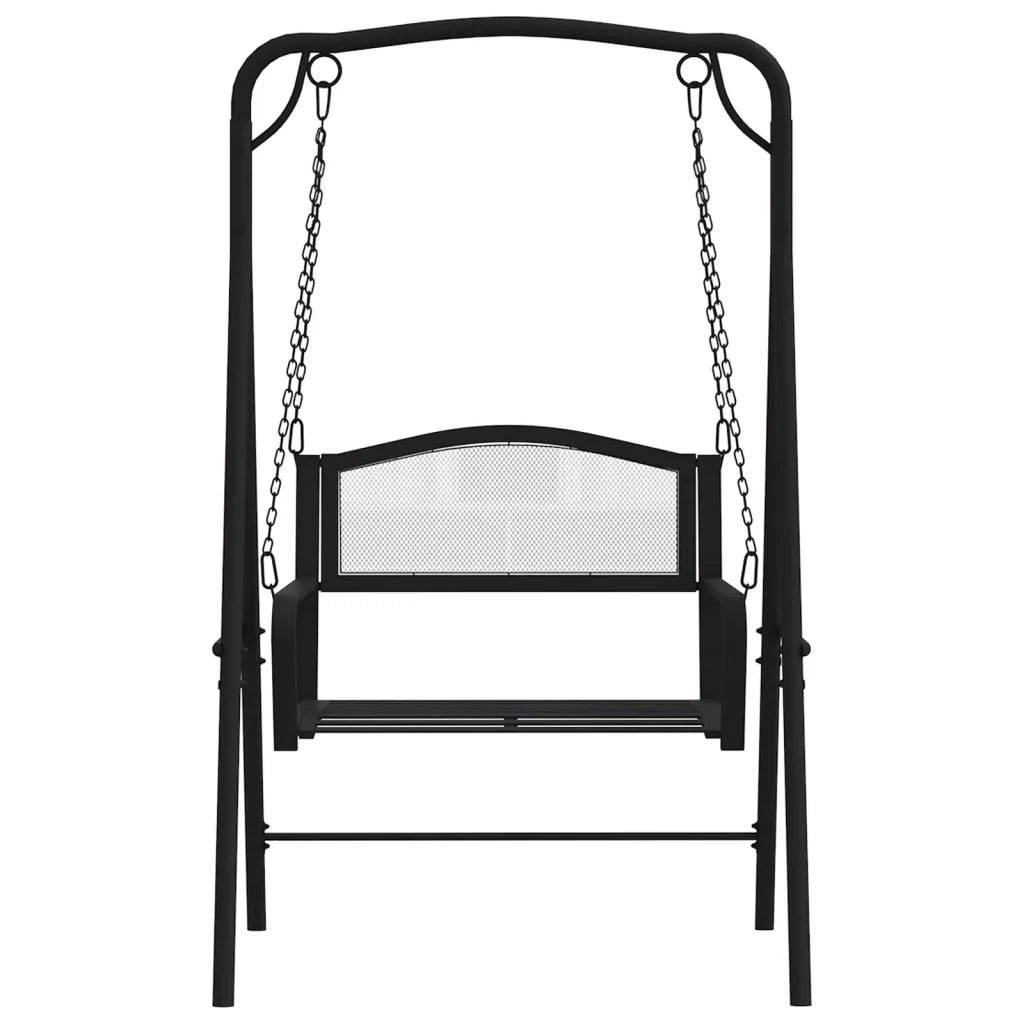 Panca da Giardino | Dondolo 124 cm in Acciaio Nero