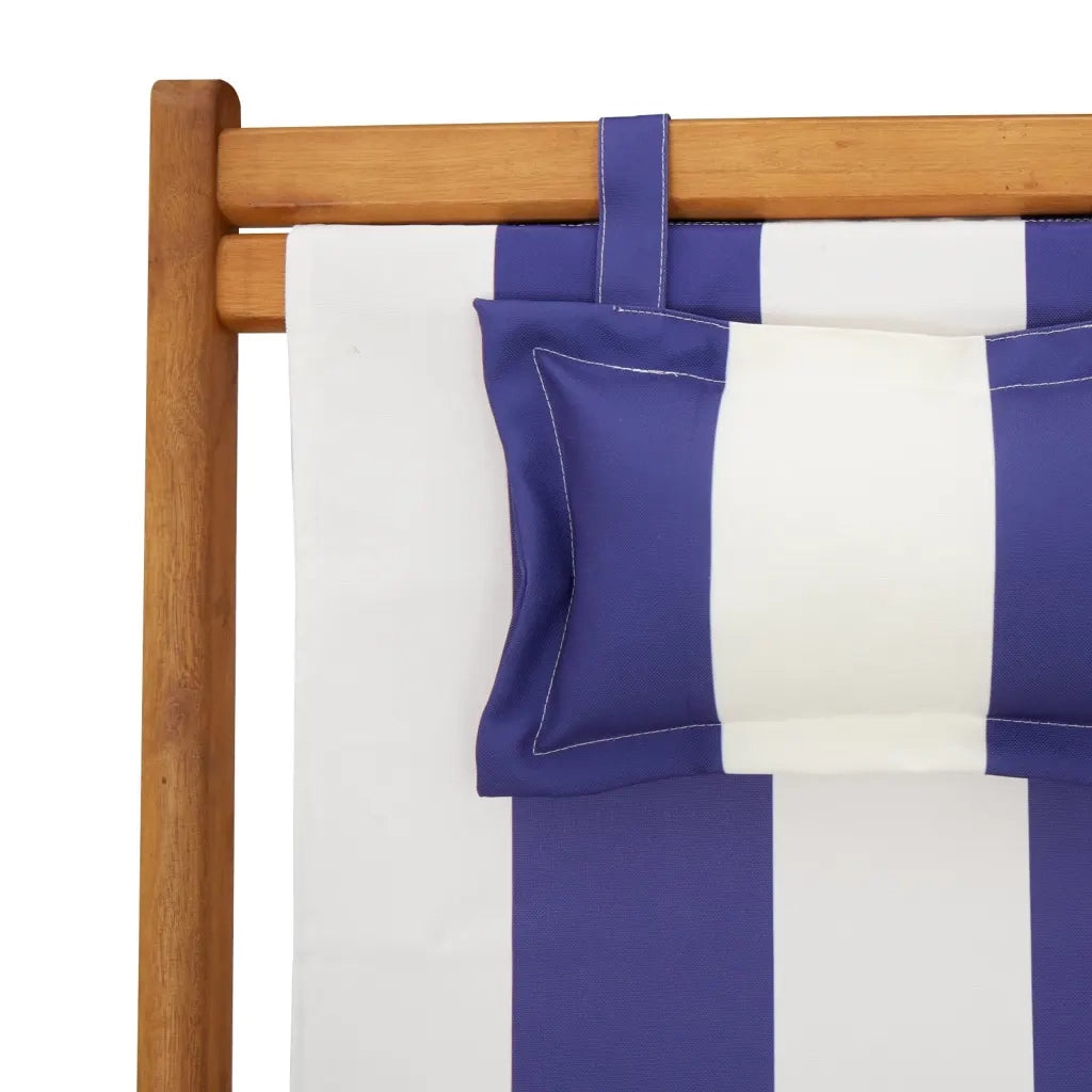 Sedie da Spiaggia Pieghevoli 2 pz | Sedie da Esterno Blu e Bianco Tessuto e Legno