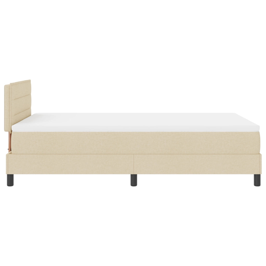 Letto Box Spring con Materasso & LED Crema 120x190 cm Tessuto