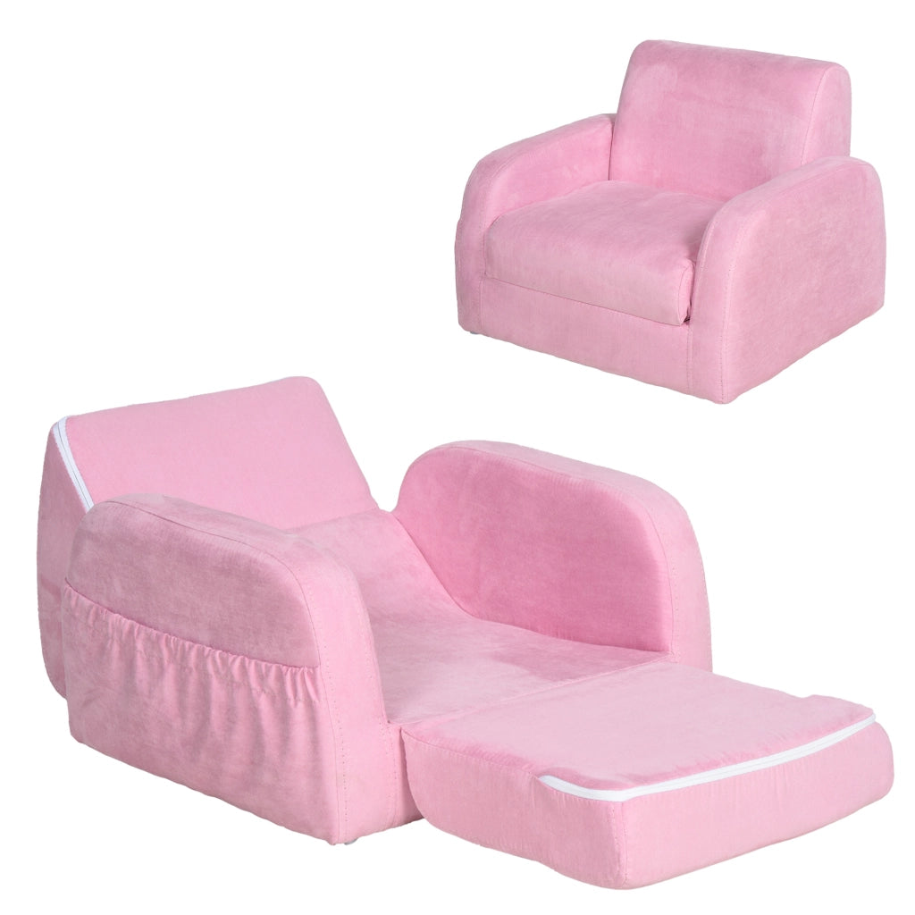 Sedia imbottita per bambini 2 in 1 con braccioli ¨C zephmum ¨C rosa 47x45x38 cm