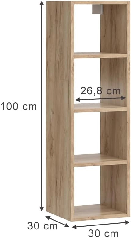 Scaffale a muro Wido, Antracite, 30 x 100 cm con 4 ripiani aperti, per l’archiviazione a parete di libri e oggetti decorativi