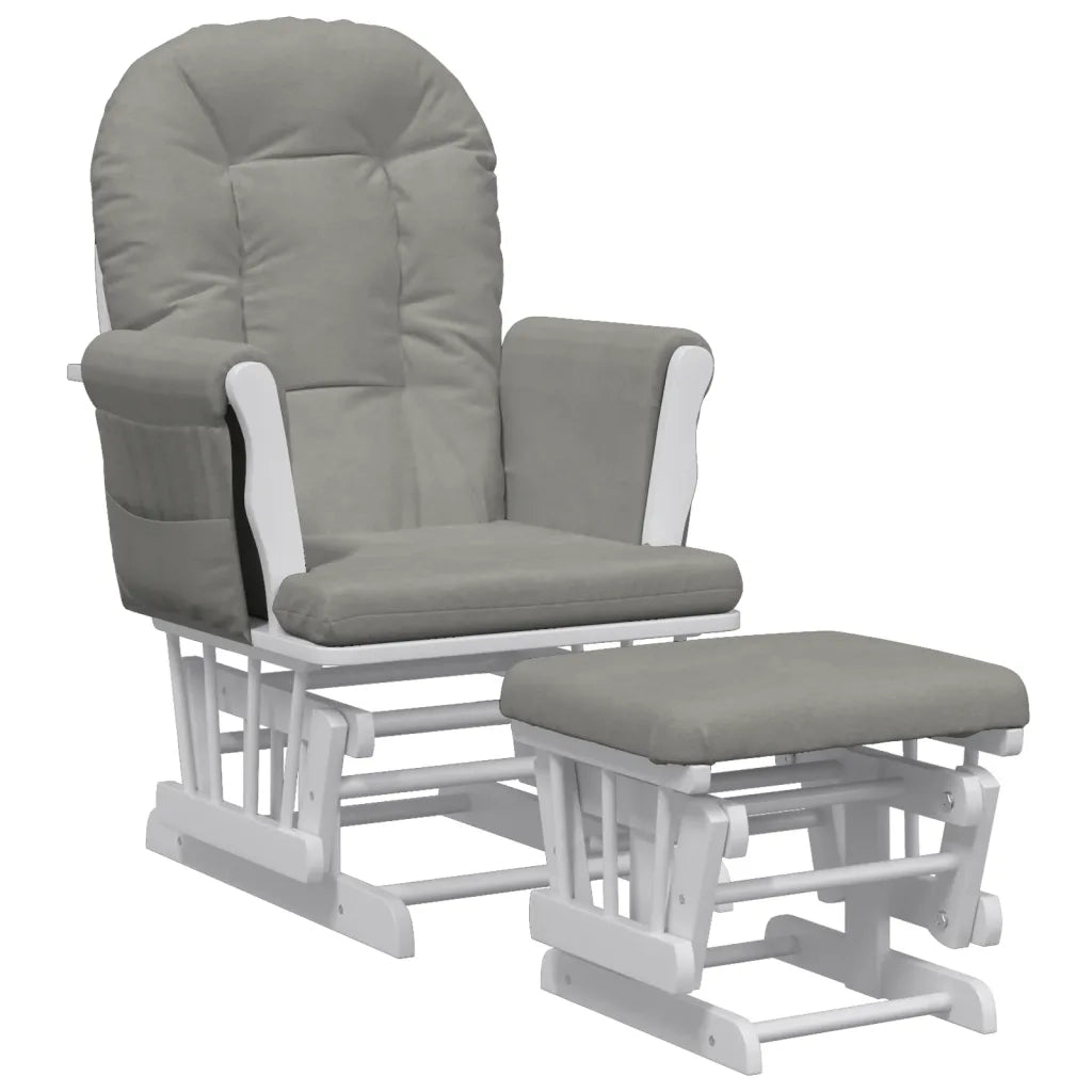 Poltrona Glider con Sgabello-Sedia a dondolo Grigio Chiaro in Tessuto 704825