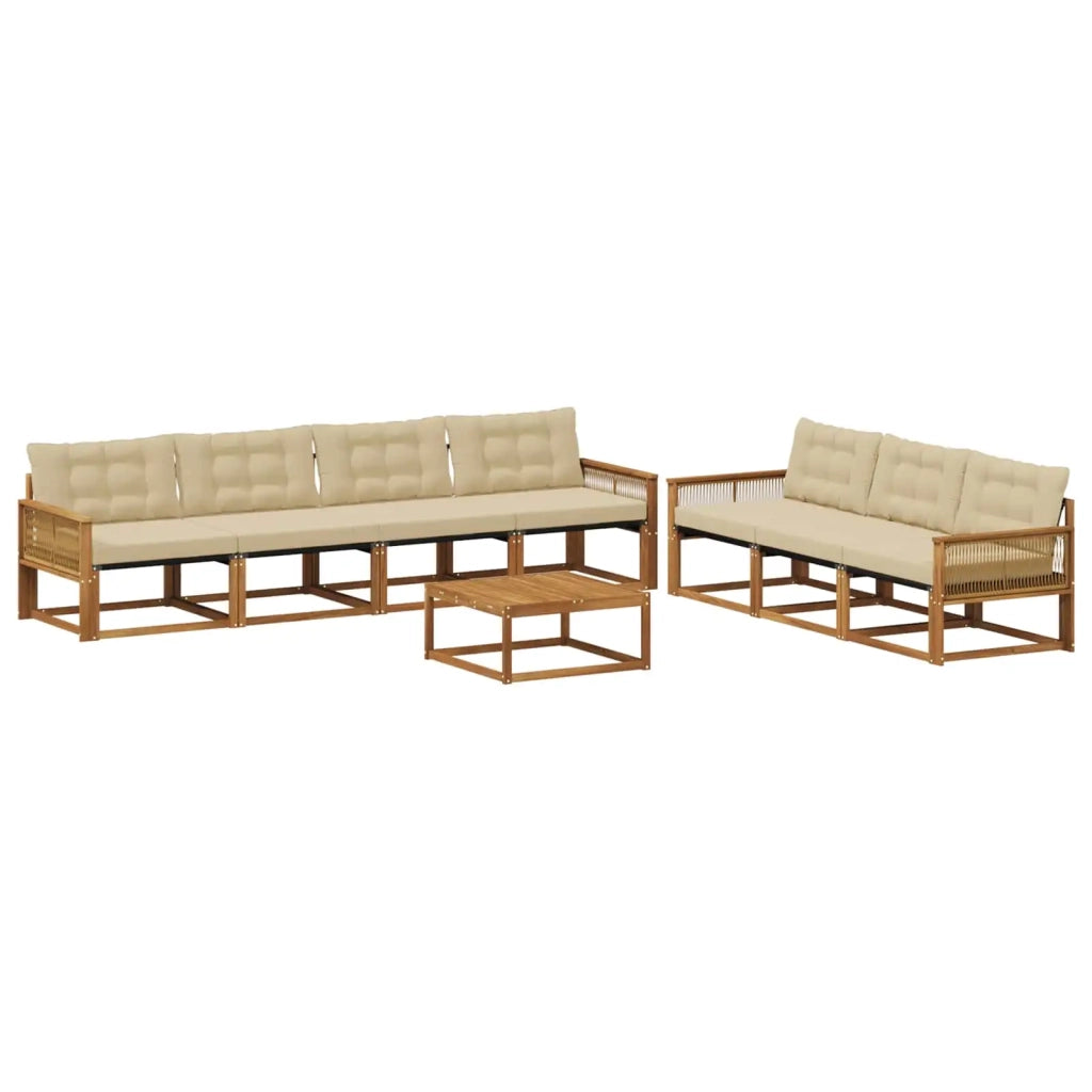 Set di divani da esterno con cuscino 8 pcs Naturale e Beige 3381301