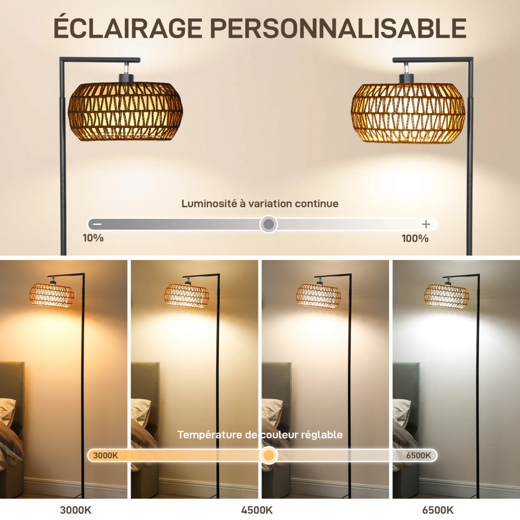 Lampada da terra dimmerabile ¨C zephmum ¨C 3 temperature colore telecomando 52x33x170cm nero