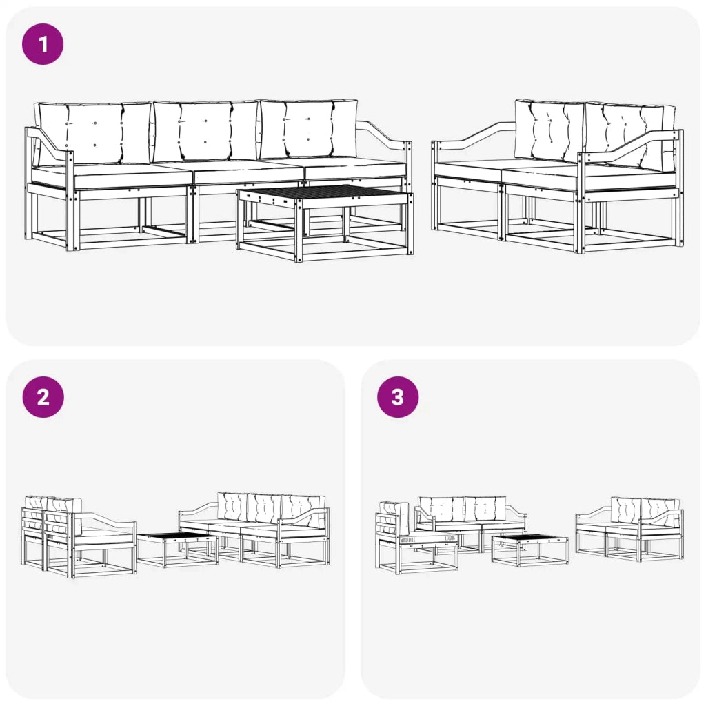 Set di divani da esterno 6 pz Bianco e Antracite 3386076