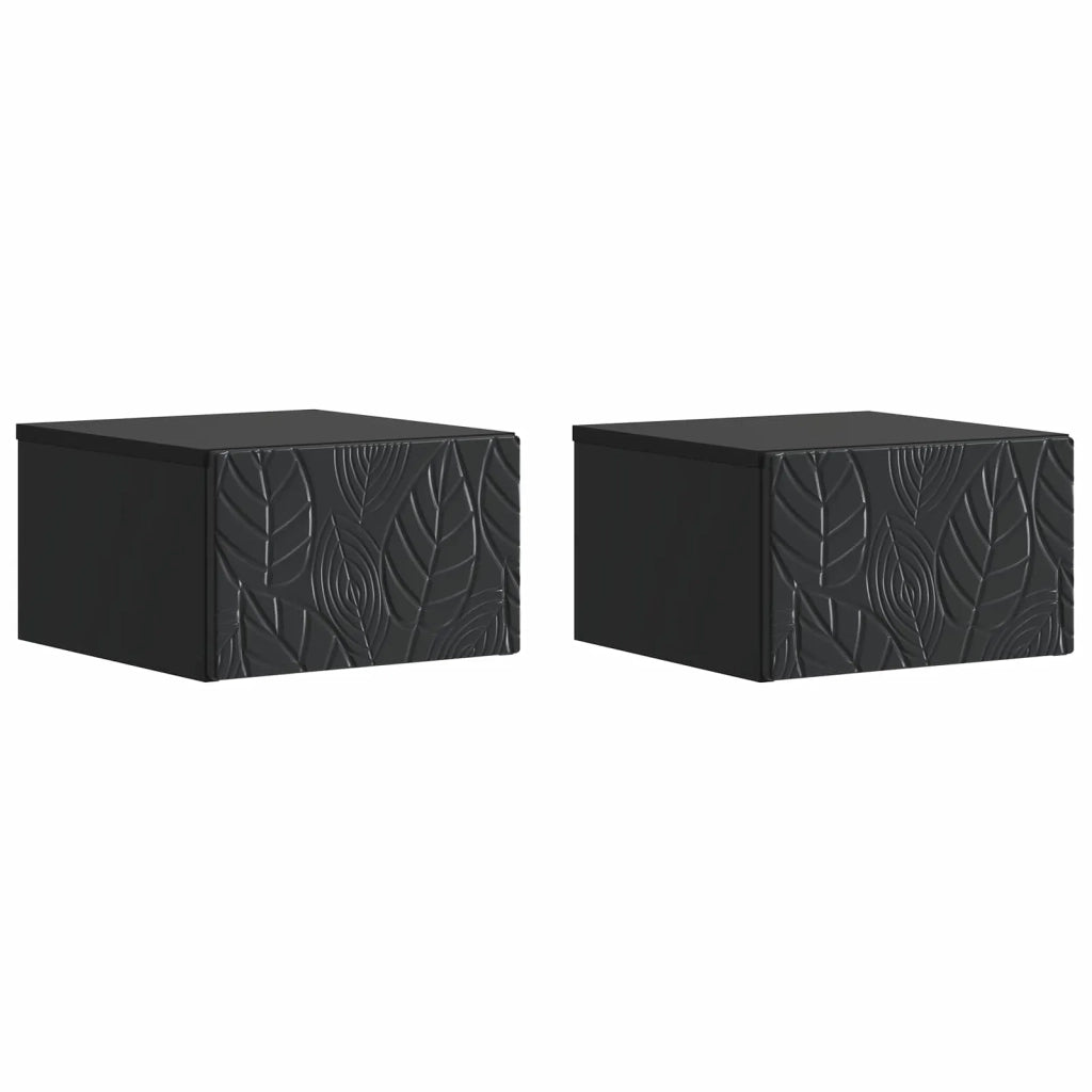 Set di 2 Comodini | Armadio da Notte | Mobiletto da notte a muro Nero 49 x 34,5 x 20 cm