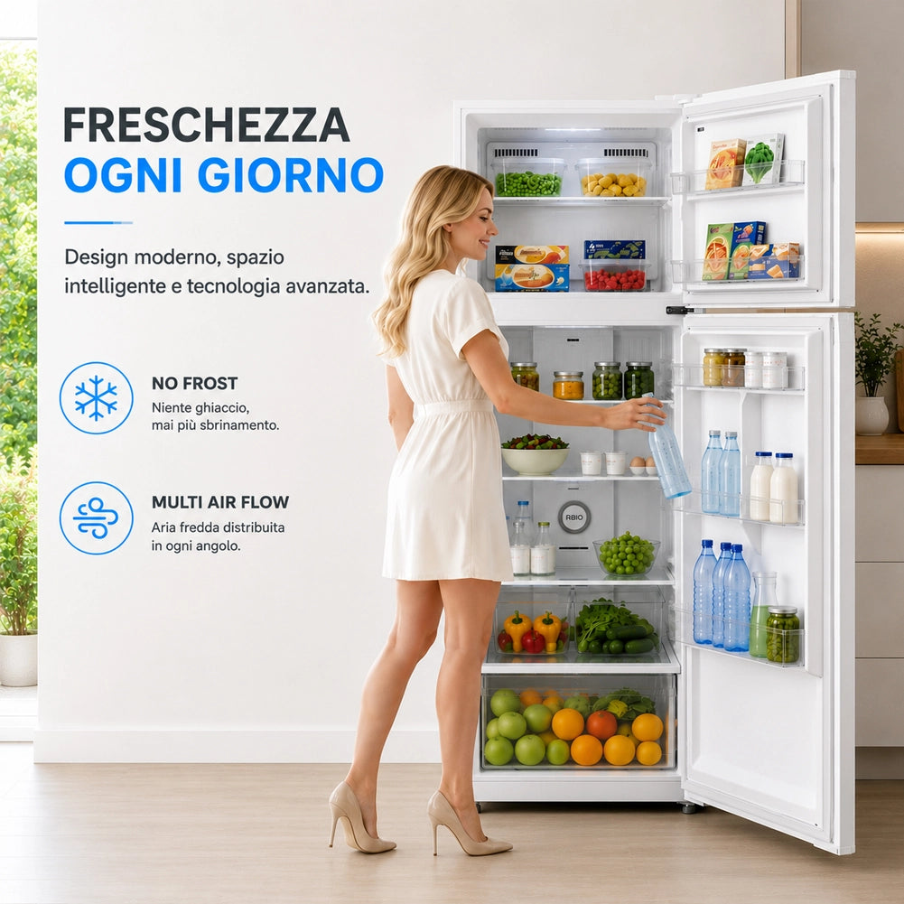 Frigorifero Bianco 413L con Congelatore Tecnologia No Frost Frigo 70x67x172.3 cm