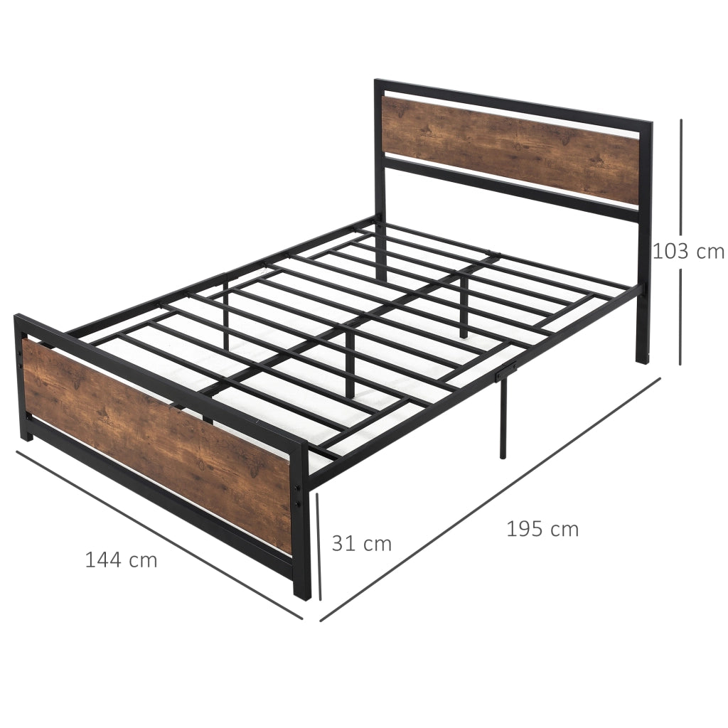 Letto Matrimoniale in Metallo con Testiera e Rete a Doghe ¨C Zephmum ¨C Scuro 190x140 cm