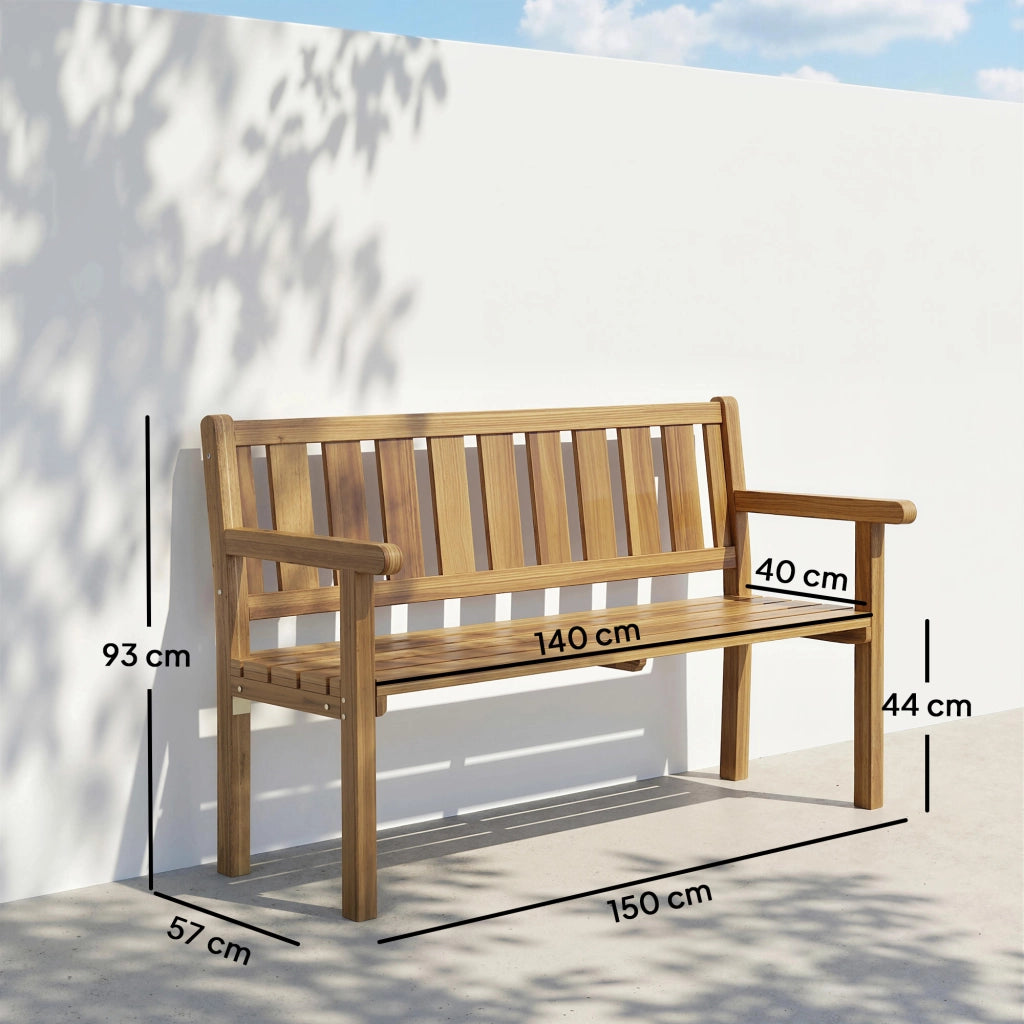 Panchina da Giardino da 2 Posti 150x57x93 cm in Legno di Abete a Doghe Color Teak