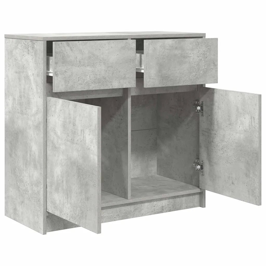 Credenza con Cassetto Grigio Cemento 80x34x76 cm in Truciolato