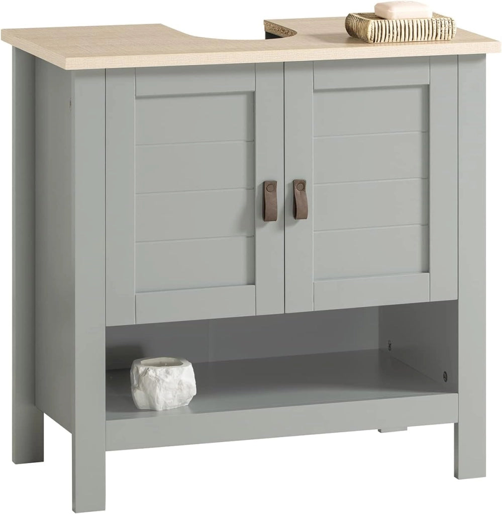 Mobile sottolavabo con anta scorrevole Mobile bagno Mobile lavabo Grigio chiaro 60x30x60cm BZR69-HG