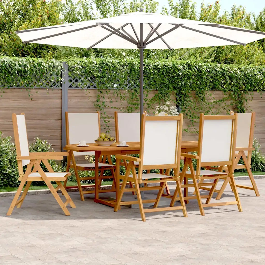 Set Pranzo da Giardino 7 pz Crema in Tessuto e Legno Massello 3281724