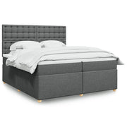 vidaXL Giroletto a Molle con Materasso Grigio Scuro 200x200 cm Tessuto