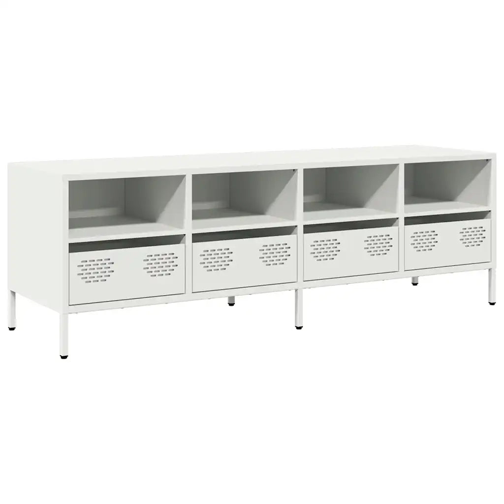 Mobile TV-Credenza TV-Console TV Bianco 135x39x43,5 cm in Acciaio Laminato a Freddo 663990