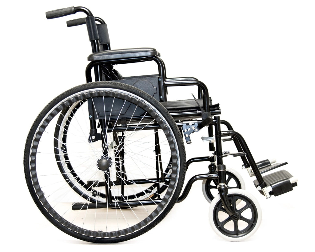 Sedia a Rotelle Pieghevole Leggera ad Autospinta,Carrozzina per Disabili ed Anziani con Braccioli Poggiapiedi Estraibili,Cintura di Sicurezza,Qualità Certificata,63 x 87 x 104 cm,Nero