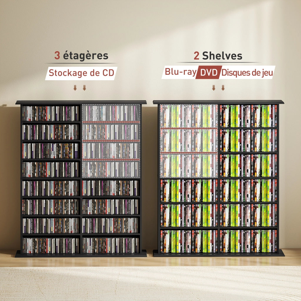 Libreria per CD DVD ¨C Xylo ¨C 16 scomparti 12 ripiani regolabili nero 720 CD 396 DVD Blu-ray