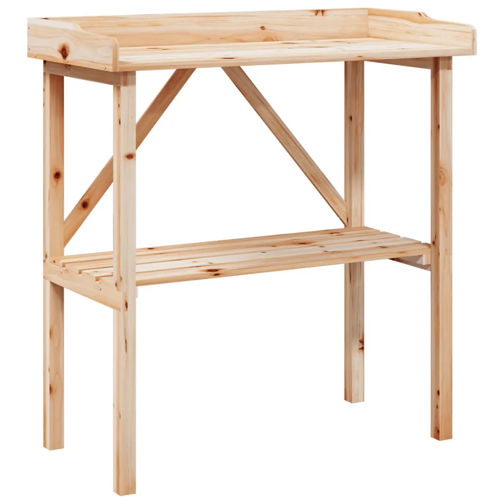 Tavolo Piante con Ripiano 78x38x,82,5cm Legno Massello di Abete CFW9189569