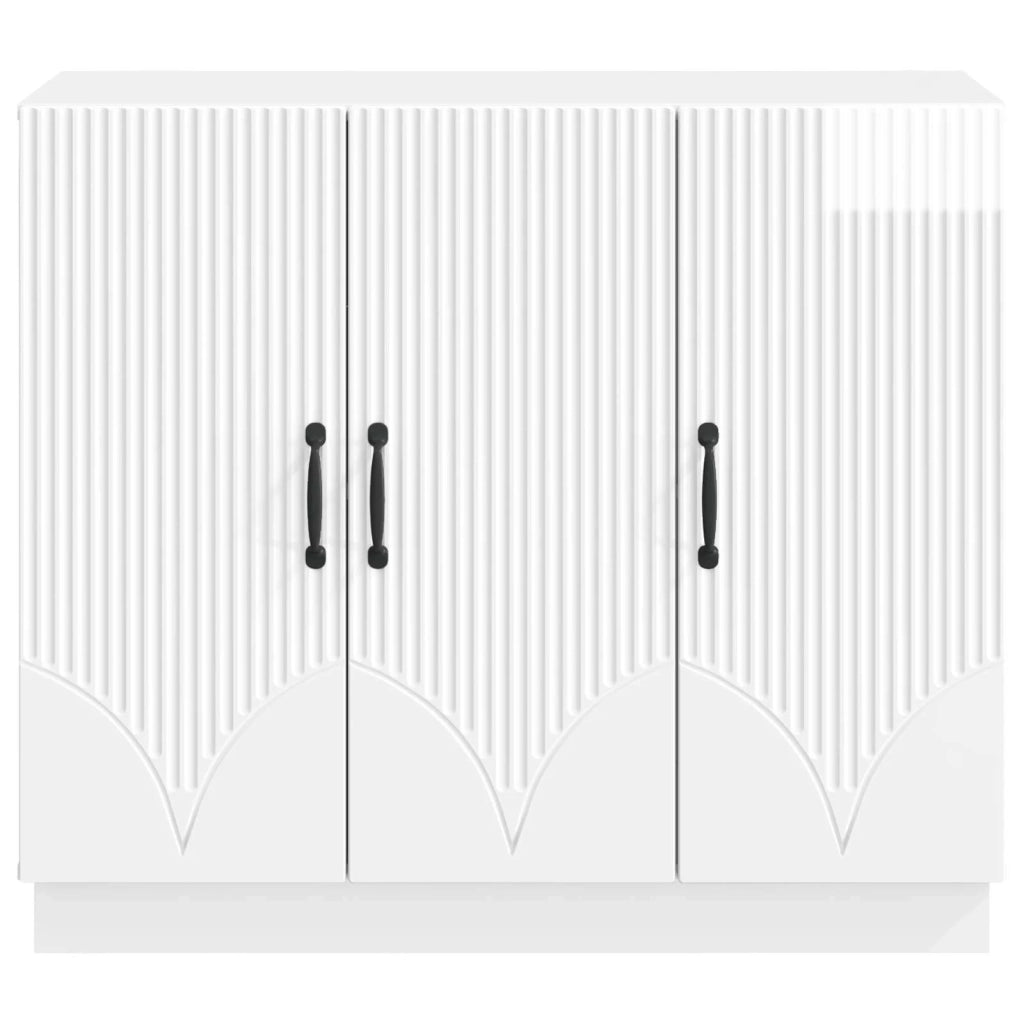 Credenza | Madia | Buffet da pranzo | Armadio da pranzo Bianco Lucido 89 x 34,5 x 77 cm Legno ingegnerizzato