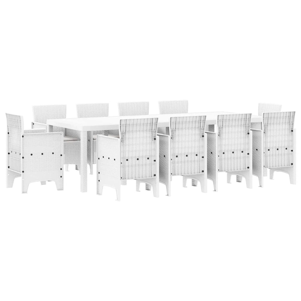 Set da Pranzo per Giardino 11 pcs Bianco Polipropilene