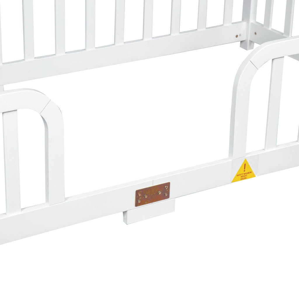 Letto a pavimento per bambini 90x200 cm con sponde di sicurezza bianco