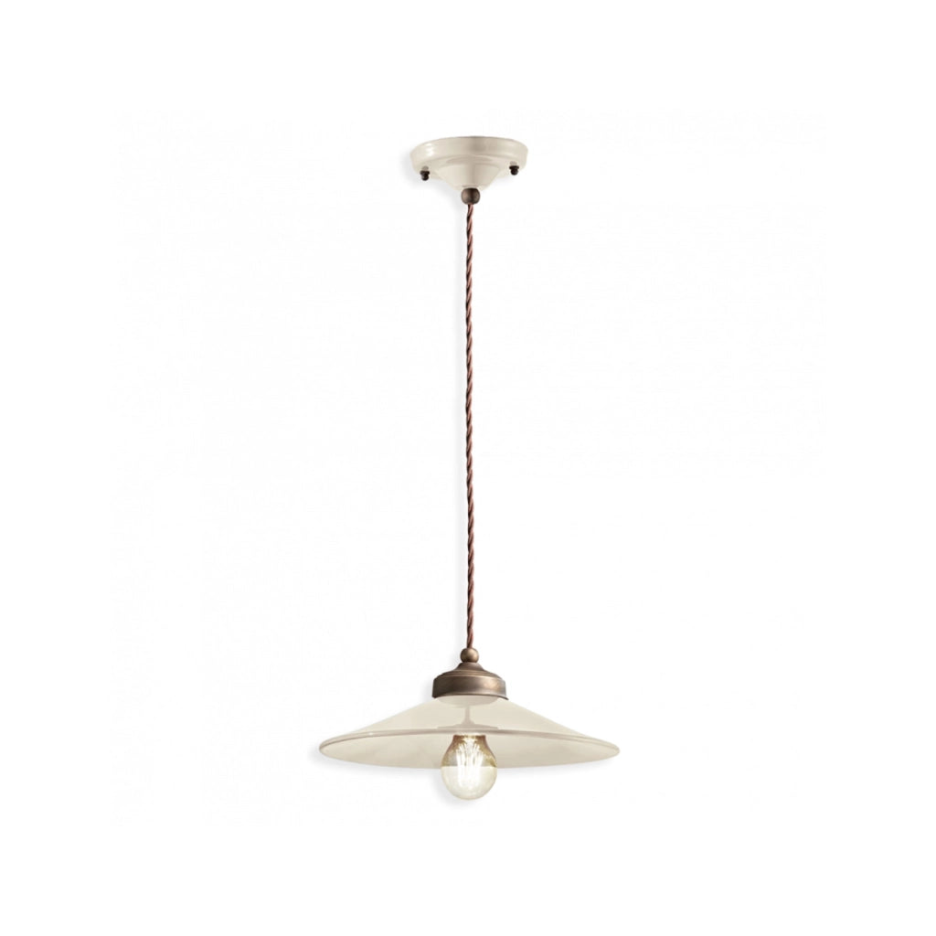 Lampadario Vintage Colors Ferro E Ceramica Crema 1 Luce E27 30Cm