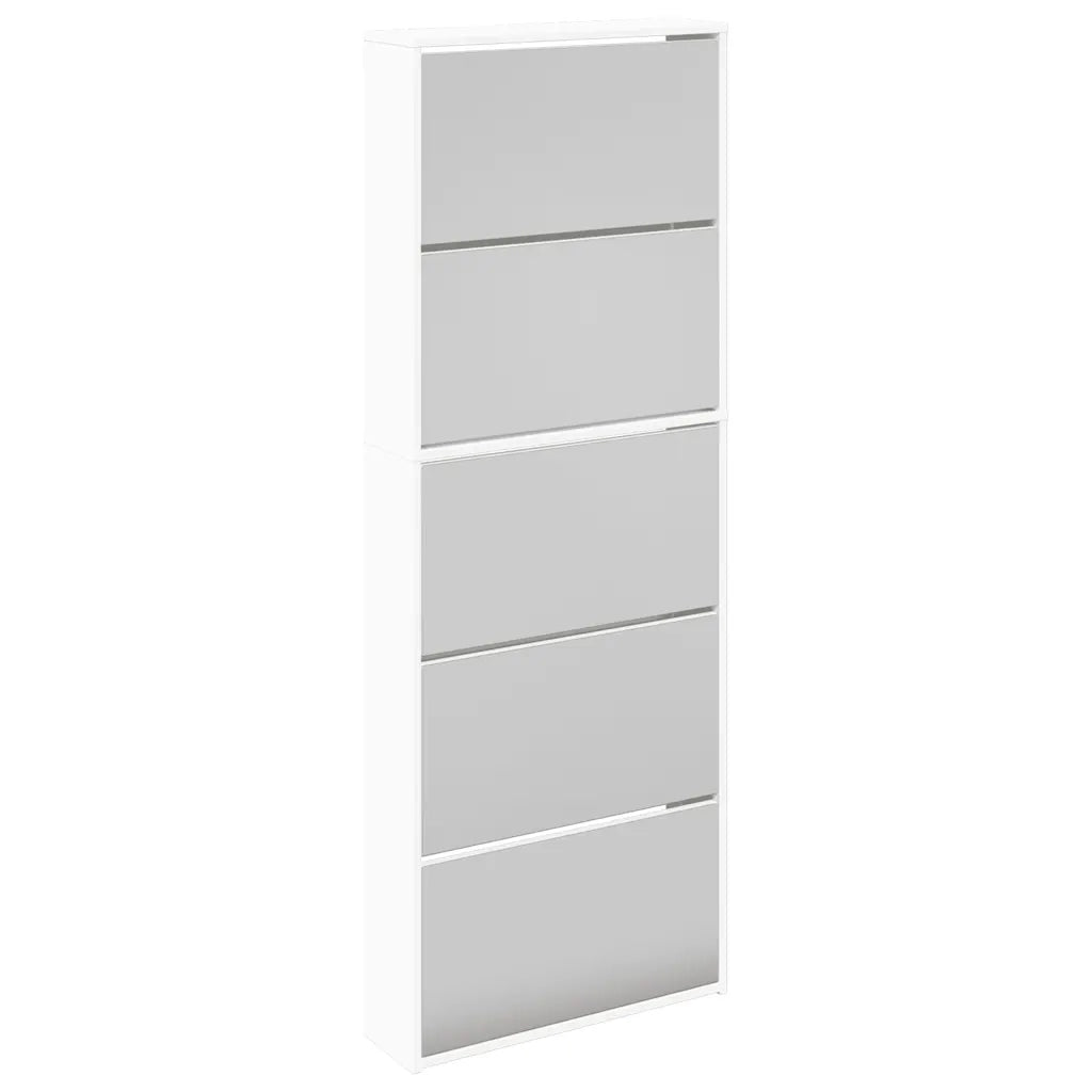 Scarpiera a 5 Strati con Specchio Bianca 63x17x169,5 cm 273938