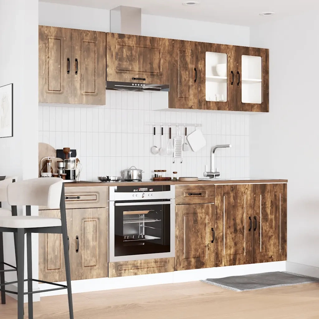 Set Mobili da Cucina 8 pz Kalmar Rovere Fumo Legno Multistrato
