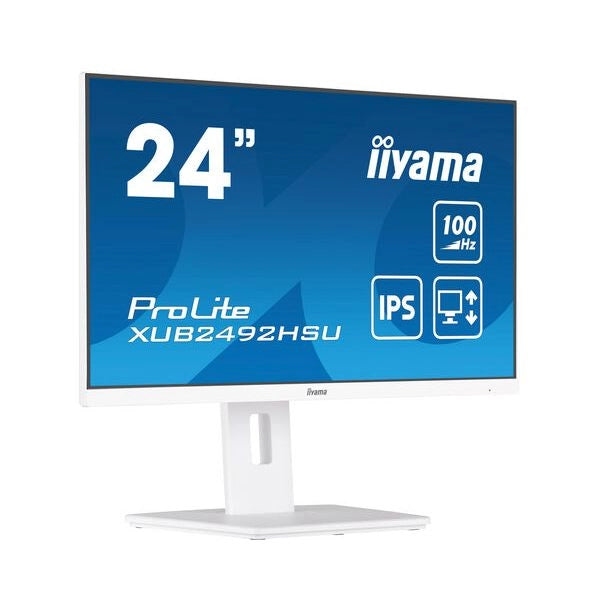 Iiyama xub2492hsu-w6 monitor pc 60,5 cm (23.8") 1920 x 1080 pixel full hd led bianco