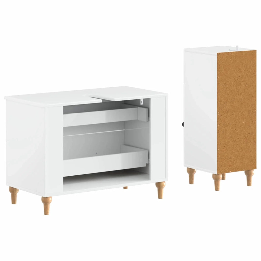 Set di Armadi da Bagno da 2 Pezzi ALKMAAR Bianco Lucido 3417670