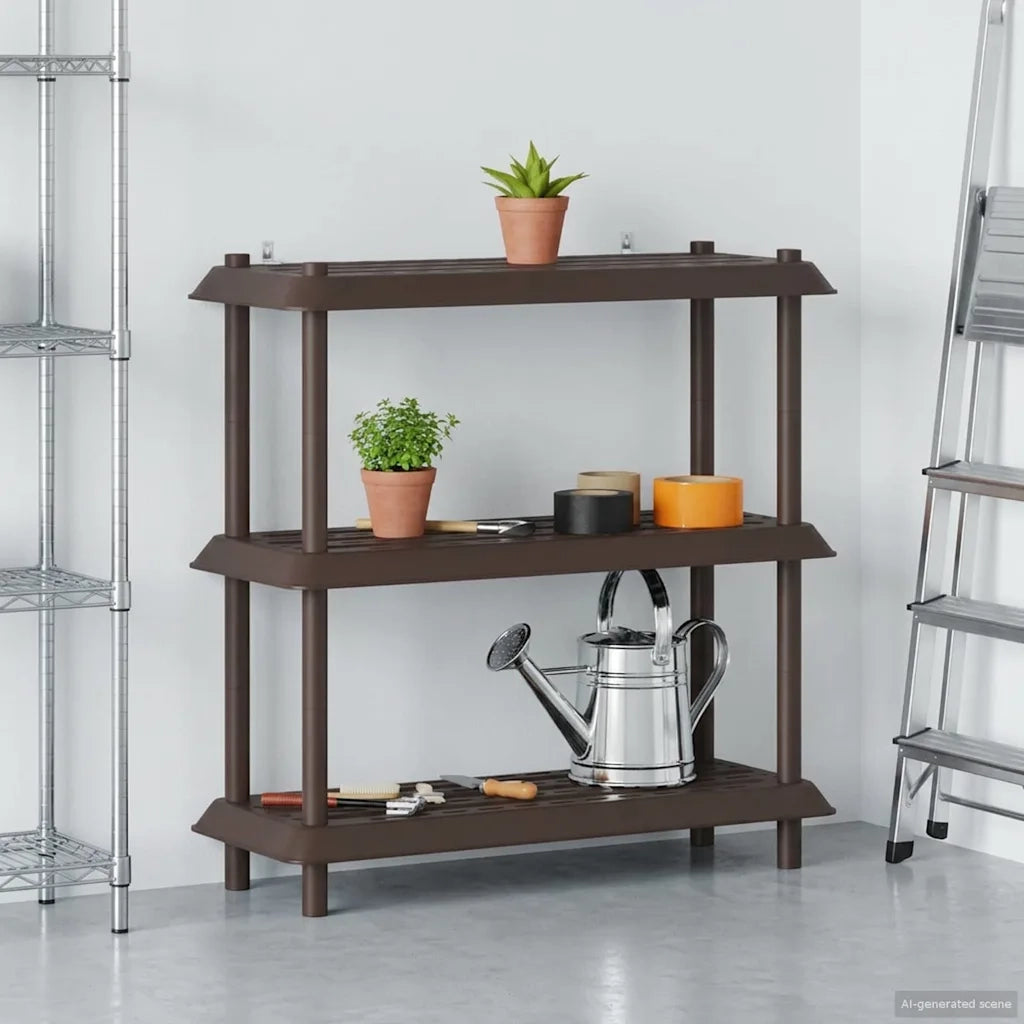 Unità di scaffalatura 3 livelli 100 x 40 x 96 cm PP Marrone 8011745