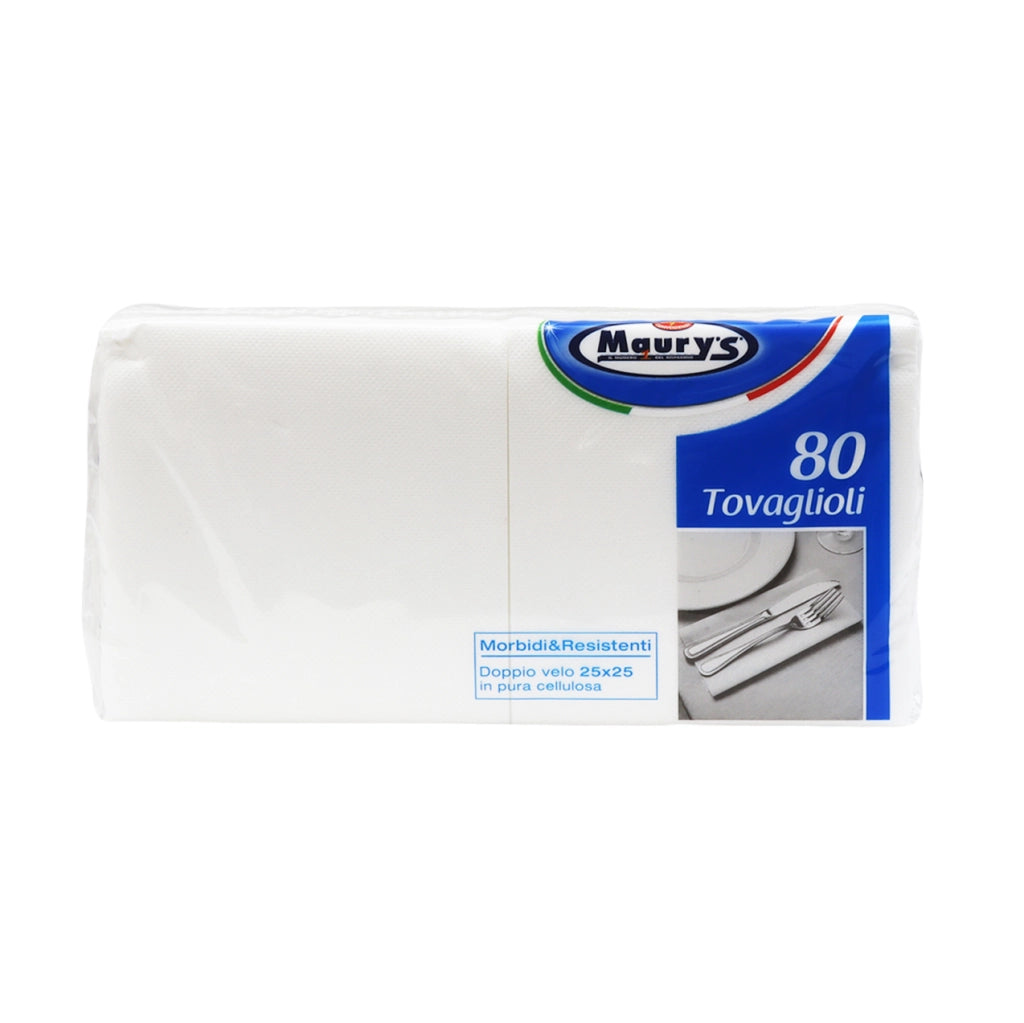 MAURY'S TOVAGLIOLI MORBIDI E RESISTENTI 400 PZ DOPPIO VELO 25 X 25 CM